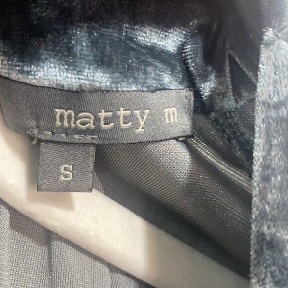 Matty M Velvet Top Womens Small Teal Blue Short Sleeve Choker V-Neck Party - Picture 3 of 4